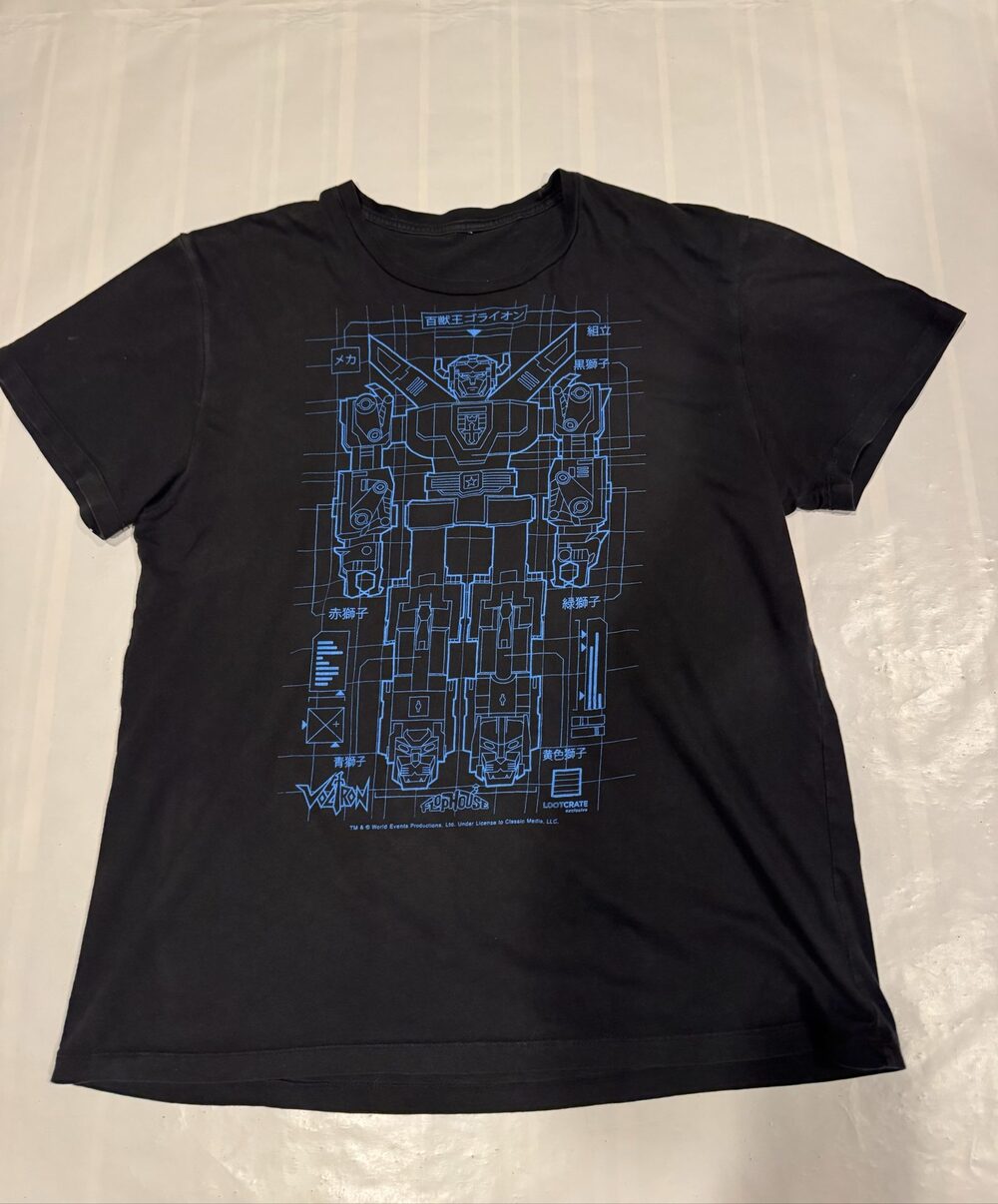 Men’s Voltron Blueprint Schematic Loot Crate Exclusive Graphic T-Shirt – Black –